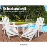GARDEON 5PC ADIRONDACK OUTDOOR TABLE AND CHAIRS WOODEN SUN