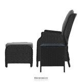 GARDEON 5PC RECLINER CHAIRS TABLE SUN LOUNGE WICKER OUTDOOR