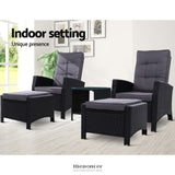 GARDEON 5PC RECLINER CHAIRS TABLE SUN LOUNGE WICKER OUTDOOR