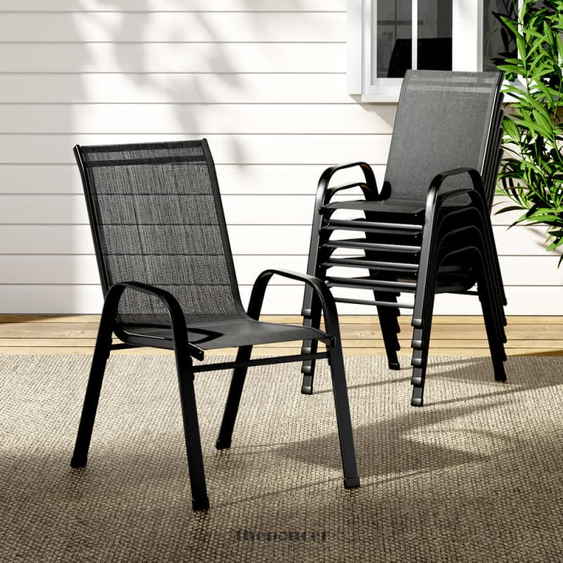 GARDEON 6PC OUTDOOR DINING CHAIRS STACKABLE LOUNGE CHAIR