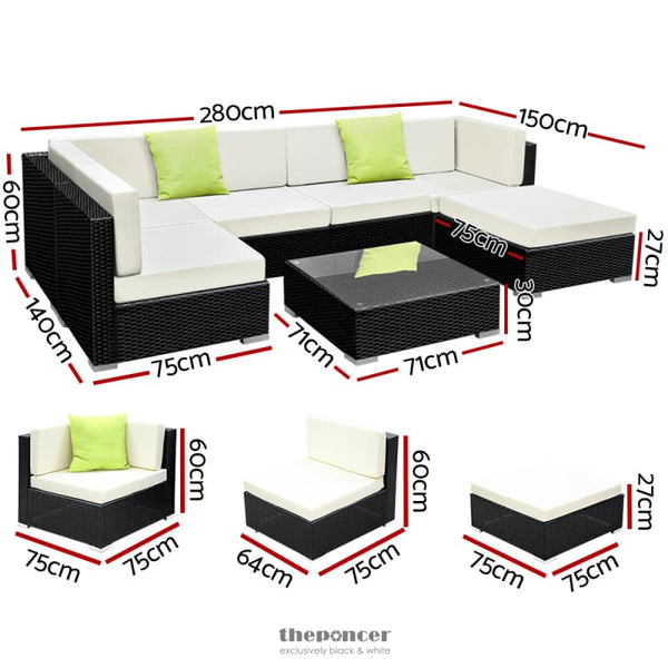 GARDEON 7-PIECE OUTDOOR SOFA SET WICKER COUCH LOUNGE