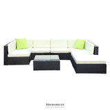 GARDEON 8-PIECE OUTDOOR SOFA SET WICKER COUCH LOUNGE