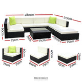 GARDEON 8-PIECE OUTDOOR SOFA SET WICKER COUCH LOUNGE