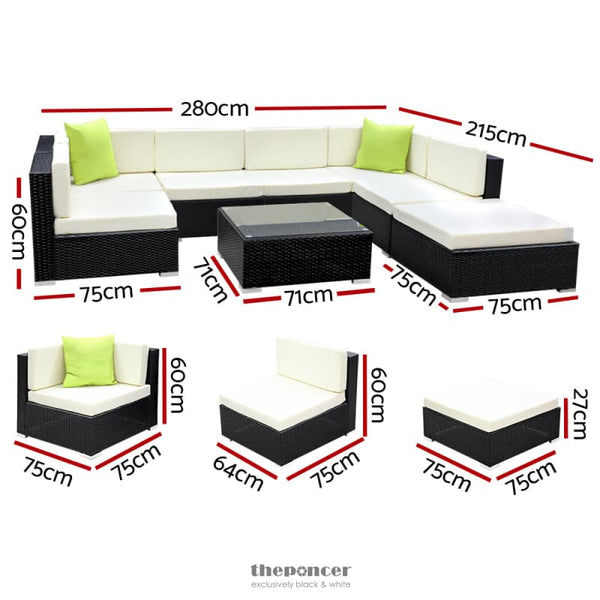 GARDEON 8-PIECE OUTDOOR SOFA SET WICKER COUCH LOUNGE