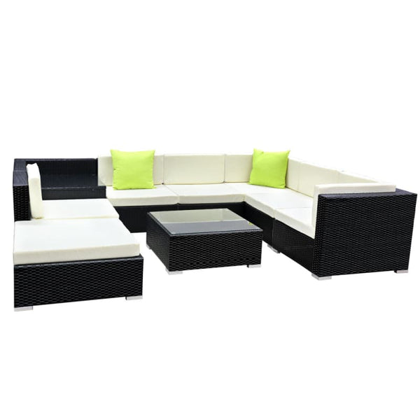GARDEON 9-PIECE OUTDOOR SOFA SET WICKER COUCH LOUNGE