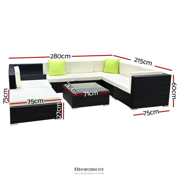 GARDEON 9-PIECE OUTDOOR SOFA SET WICKER COUCH LOUNGE