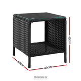 GARDEON COFFEE SIDE TABLE WICKER DESK RATTAN OUTDOOR