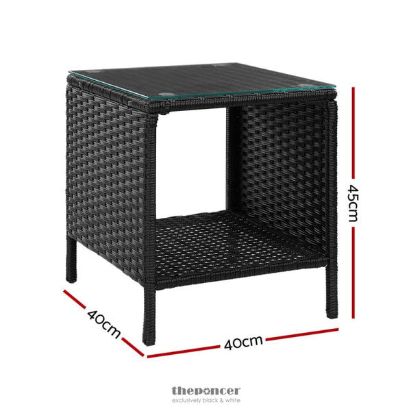 GARDEON COFFEE SIDE TABLE WICKER DESK RATTAN OUTDOOR