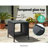 GARDEON COFFEE SIDE TABLE WICKER DESK RATTAN OUTDOOR