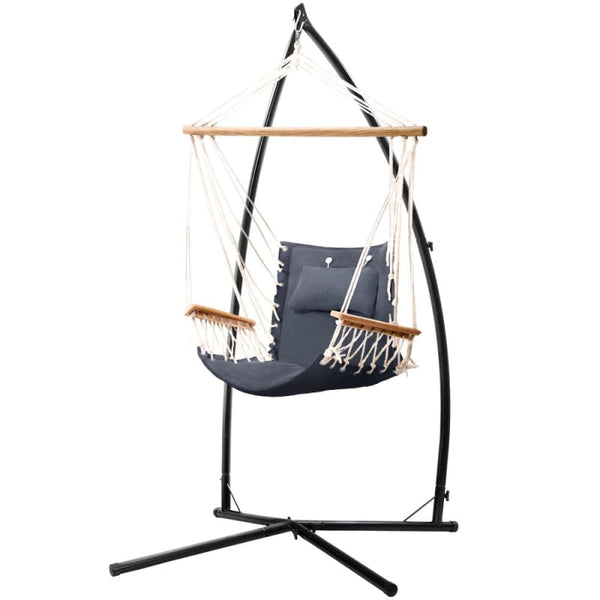 GARDEON HAMMOCK CHAIR WITH STEEL STAND ARMREST OUTDOOR