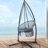 GARDEON HAMMOCK CHAIR WITH STEEL STAND MACRAME OUTDOOR