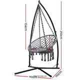 GARDEON HAMMOCK CHAIR WITH STEEL STAND MACRAME OUTDOOR