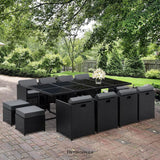 GARDEON OUTDOOR DINING SET 13 PIECE WICKER TABLE CHAIRS