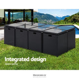 GARDEON OUTDOOR DINING SET 13 PIECE WICKER TABLE CHAIRS