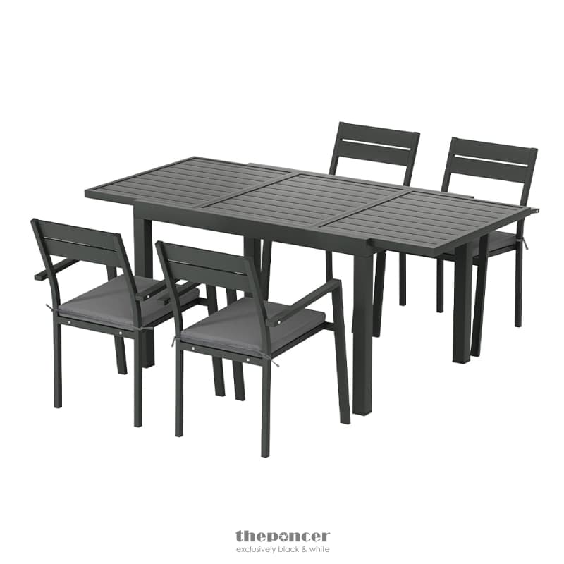 GARDEON OUTDOOR DINING SET 5 PIECE ALUMINUM EXTENDABLE