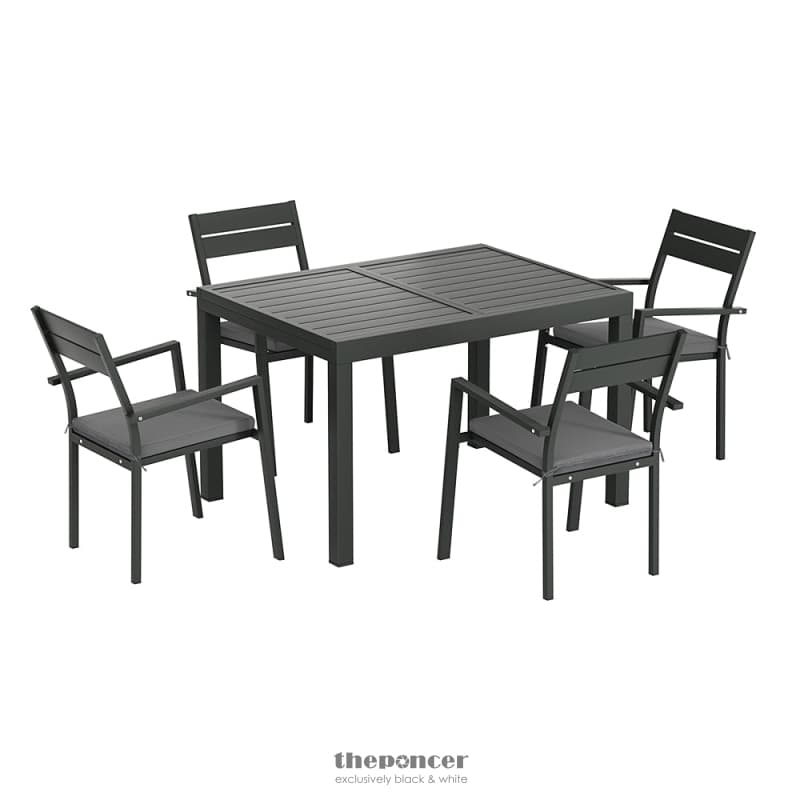 GARDEON OUTDOOR DINING SET 5 PIECE ALUMINUM EXTENDABLE