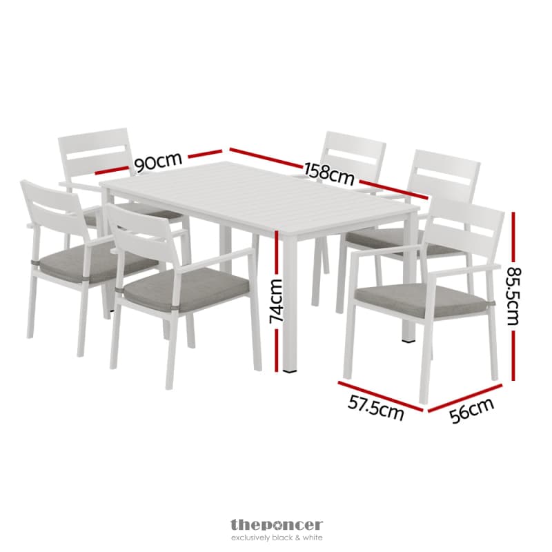 GARDEON OUTDOOR DINING SET 7 PIECE ALUMINUM TABLE CHAIRS