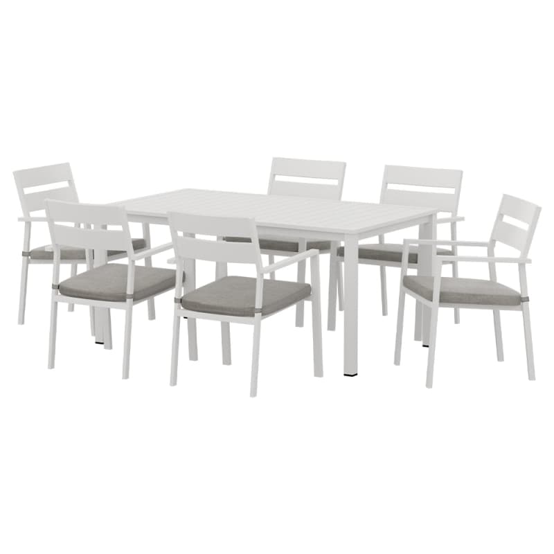 GARDEON OUTDOOR DINING SET 7 PIECE ALUMINUM TABLE CHAIRS