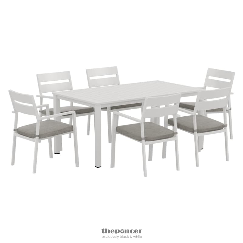 GARDEON OUTDOOR DINING SET 7 PIECE ALUMINUM TABLE CHAIRS