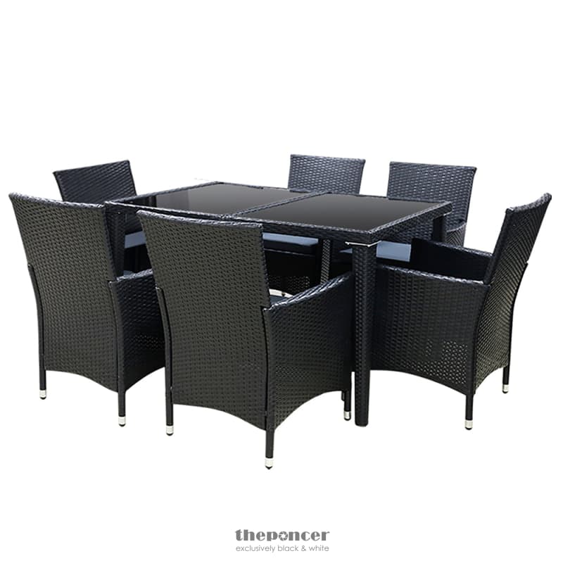 GARDEON OUTDOOR DINING SET 7 PIECE WICKER LOUNGE SETTING