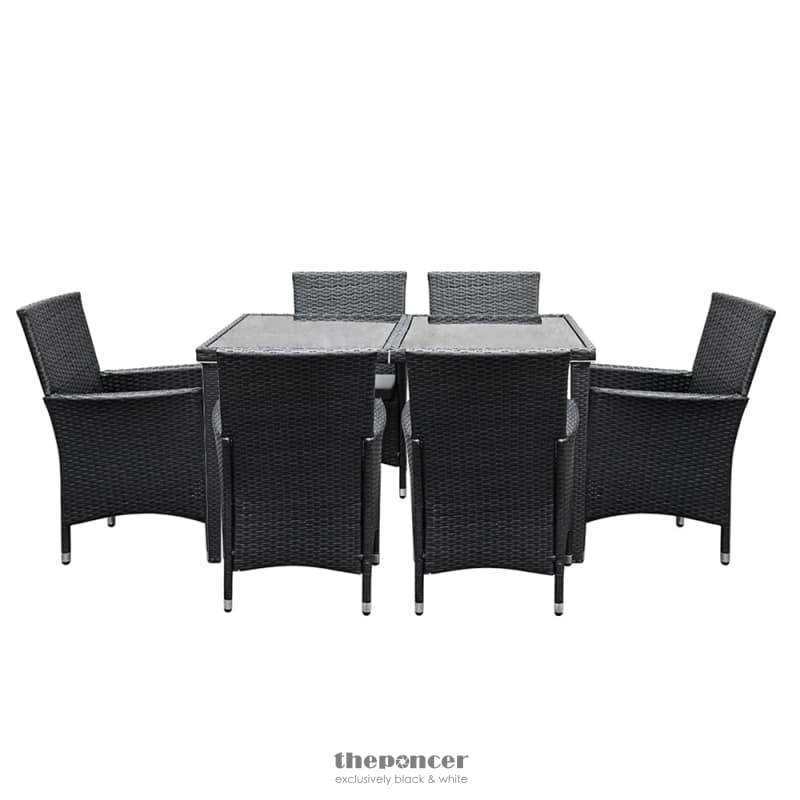 GARDEON OUTDOOR DINING SET 7 PIECE WICKER LOUNGE SETTING