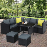 GARDEON OUTDOOR DINING SET ALUMINUM TABLE CHAIRS WICKER