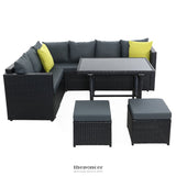 GARDEON OUTDOOR DINING SET ALUMINUM TABLE CHAIRS WICKER