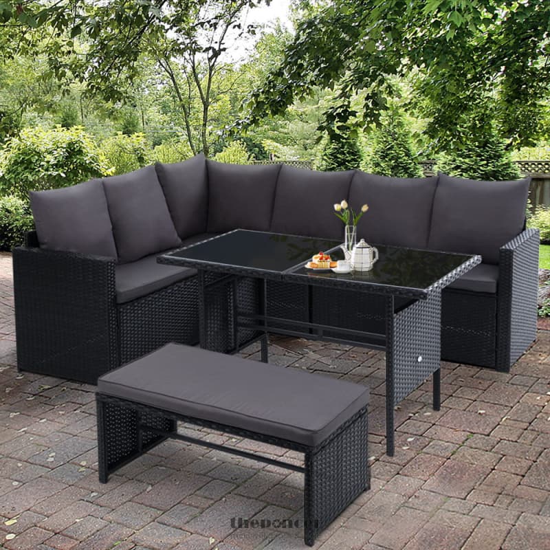 GARDEON OUTDOOR DINING SET SOFA LOUNGE SETTING CHAIRS TABLE