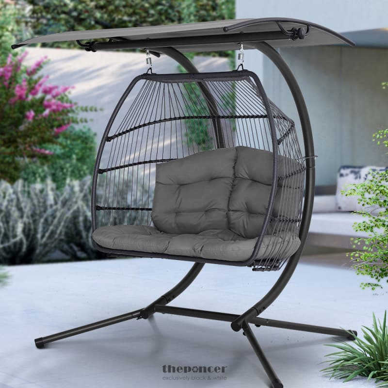 GARDEON OUTDOOR EGG SWING CHAIR WICKER FURNITURE POD STAND