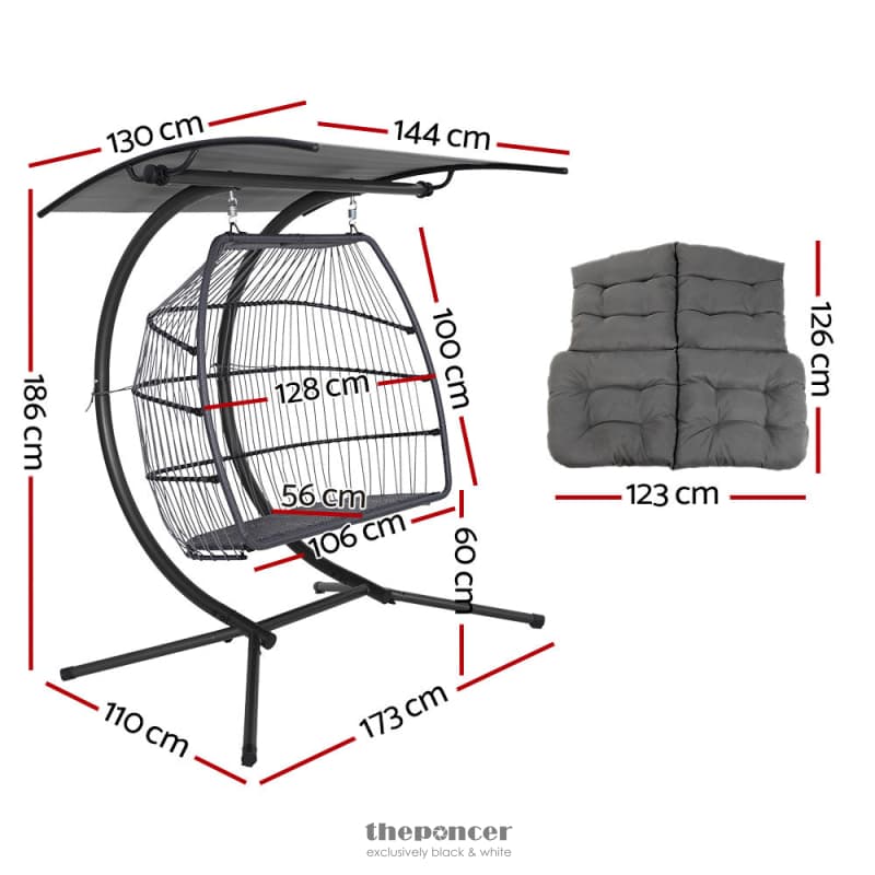 GARDEON OUTDOOR EGG SWING CHAIR WICKER FURNITURE POD STAND