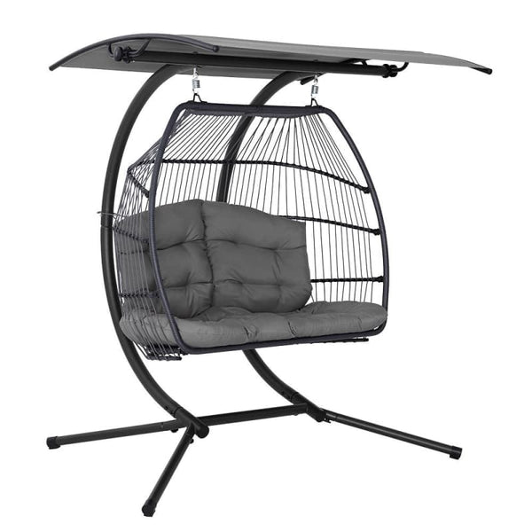 GARDEON OUTDOOR EGG SWING CHAIR WICKER FURNITURE POD STAND