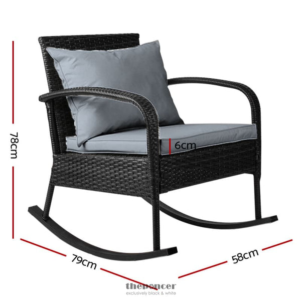 GARDEON OUTDOOR FURNITURE ROCKING CHAIR WICKER GARDEN PATIO