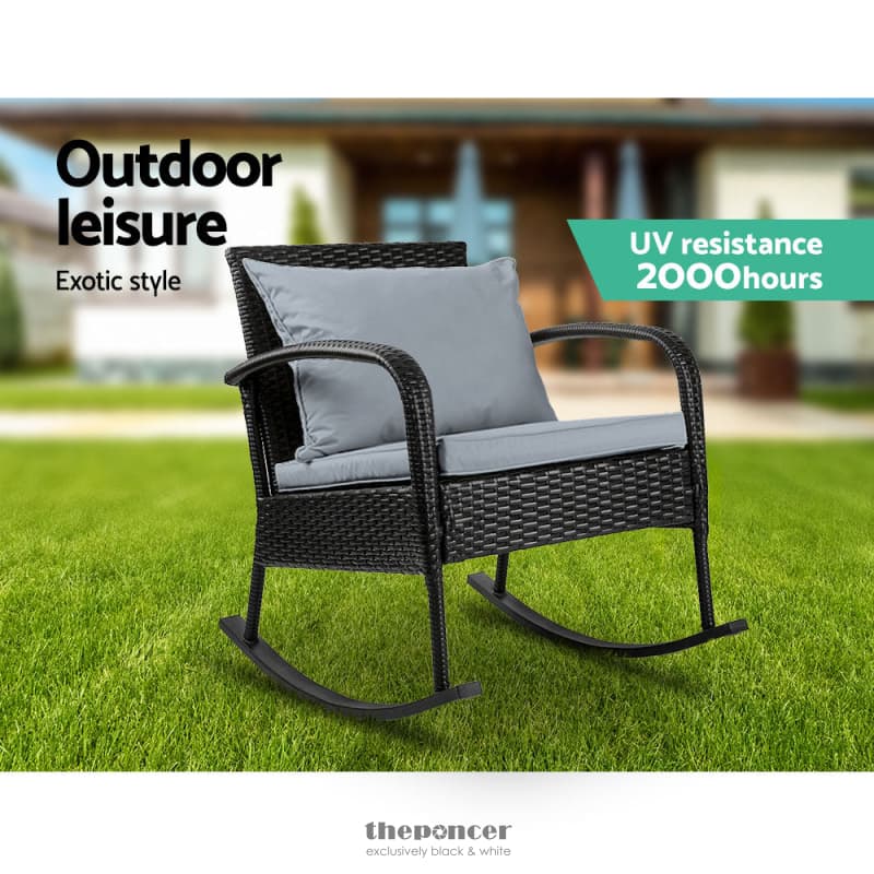 GARDEON OUTDOOR FURNITURE ROCKING CHAIR WICKER GARDEN PATIO