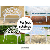 GARDEON OUTDOOR GARDEN BENCH SEAT 100CM CAST ALUMINIUM