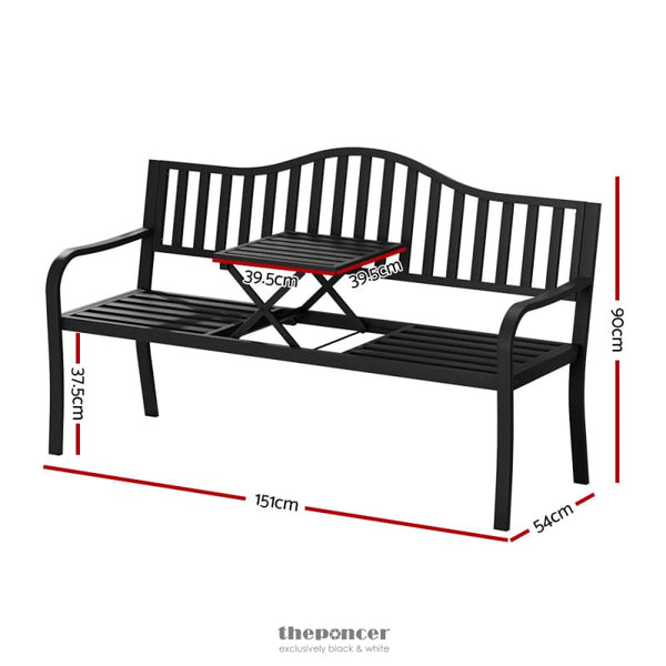 GARDEON OUTDOOR GARDEN BENCH SEAT LOVESEAT STEEL FOLDABLE