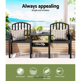 GARDEON OUTDOOR GARDEN BENCH SEAT LOVESEAT STEEL TABLE
