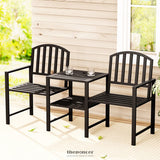 GARDEON OUTDOOR GARDEN BENCH SEAT LOVESEAT STEEL TABLE