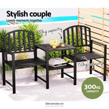 GARDEON OUTDOOR GARDEN BENCH SEAT LOVESEAT STEEL TABLE
