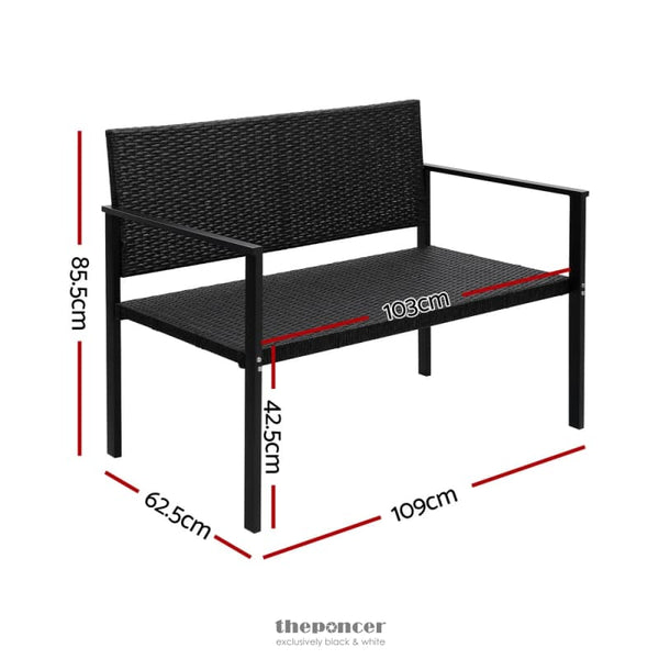 GARDEON OUTDOOR GARDEN BENCH SEAT RATTAN CHAIR STEEL PATIO