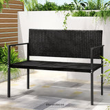 GARDEON OUTDOOR GARDEN BENCH SEAT RATTAN CHAIR STEEL PATIO