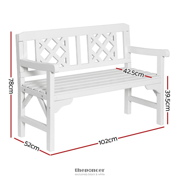 GARDEON OUTDOOR GARDEN BENCH WOODEN CHAIR 2 SEAT PATIO