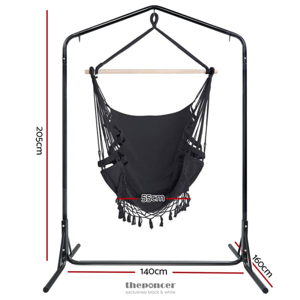 GARDEON OUTDOOR HAMMOCK CHAIR WITH STAND TASSEL HANGING