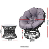 GARDEON OUTDOOR LOUNGE SETTING PAPASAN CHAIR WICKER TABLE