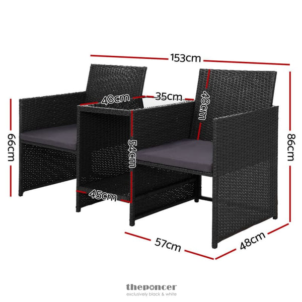 GARDEON OUTDOOR SETTING WICKER LOVESEAT BIRSTRO SET PATIO