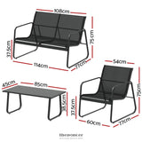 GARDEON OUTDOOR SOFA SET LOUNGE SETTING TEXTILENE TABLE