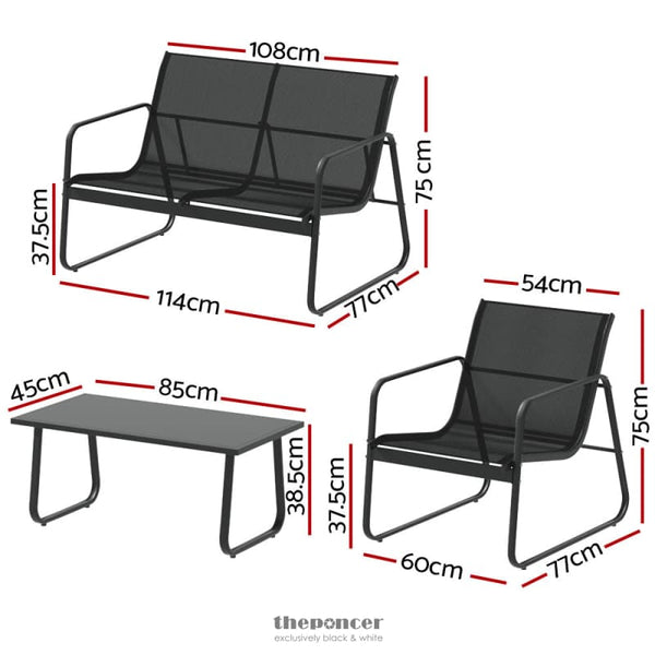 GARDEON OUTDOOR SOFA SET LOUNGE SETTING TEXTILENE TABLE