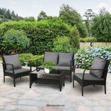 GARDEON OUTDOOR SOFA SET LOUNGE SETTING WICKER TABLE