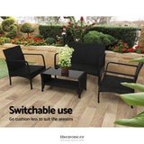GARDEON OUTDOOR SOFA SET LOUNGE SETTING WICKER TABLE