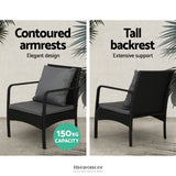 GARDEON OUTDOOR SOFA SET LOUNGE SETTING WICKER TABLE