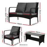 GARDEON OUTDOOR SOFA SET LOUNGE SETTING WICKER TABLE